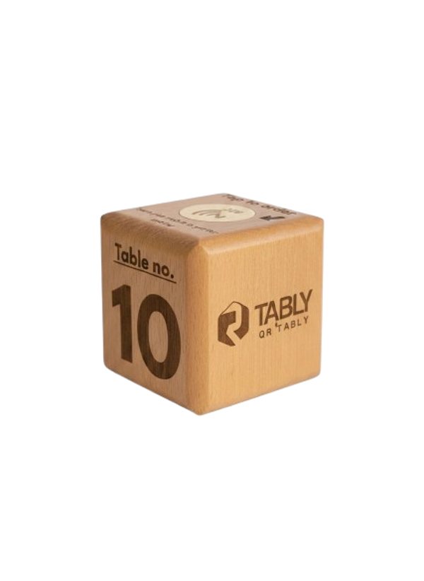 QR Tably wooden NFC table cube